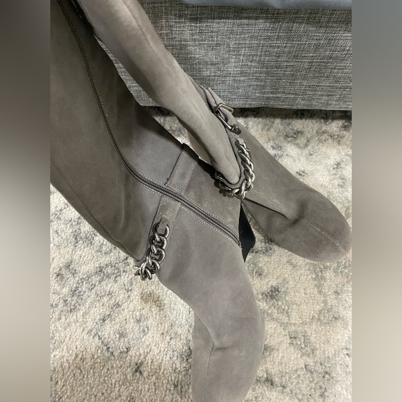 Like new BCBG gray leather boots with silver buckle - Picture 9 of 9